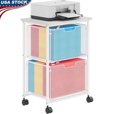 Metal Rolling File Cabinet Storage Organizer W/ 2 Lockable Drawers Office New