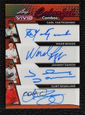 2024 Leaf Vivid Orange Prismatic 3/3 Carl Yastrzemski Wade Boggs Auto HOF qf6