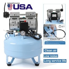 24L Portable Dental Air Compressor Oil Free Silent Air Pump 600W 110V+Valves