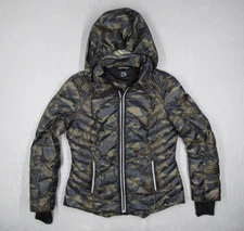 Blanc Noir Jacket Women Large Multicolor Super Hero Full Zip Down Puffer Travel