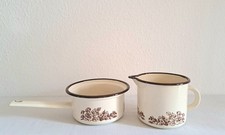 Set Vintage Emaille Stieltopf Stiel Kasseroll...