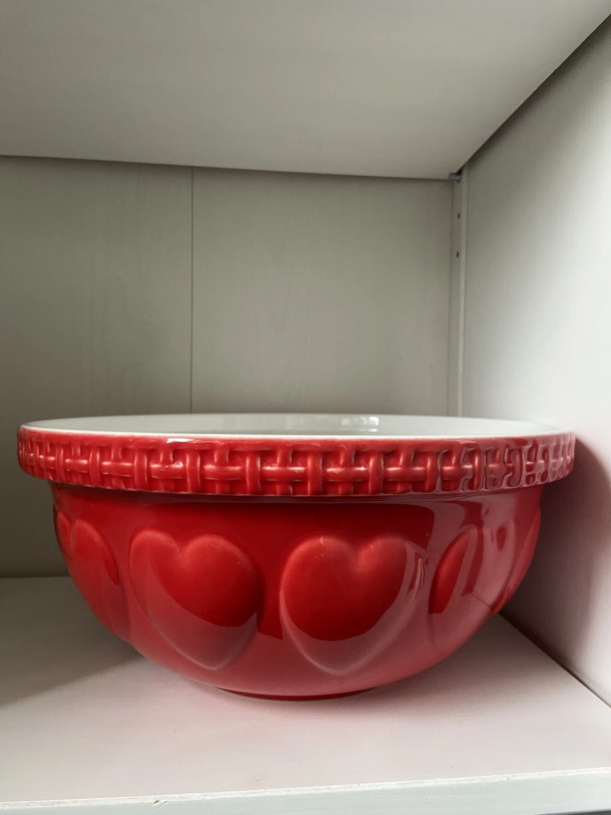 Mason Cash Vintage Red Heart Ceramic Mixing Bowl Extra Large 30cm
