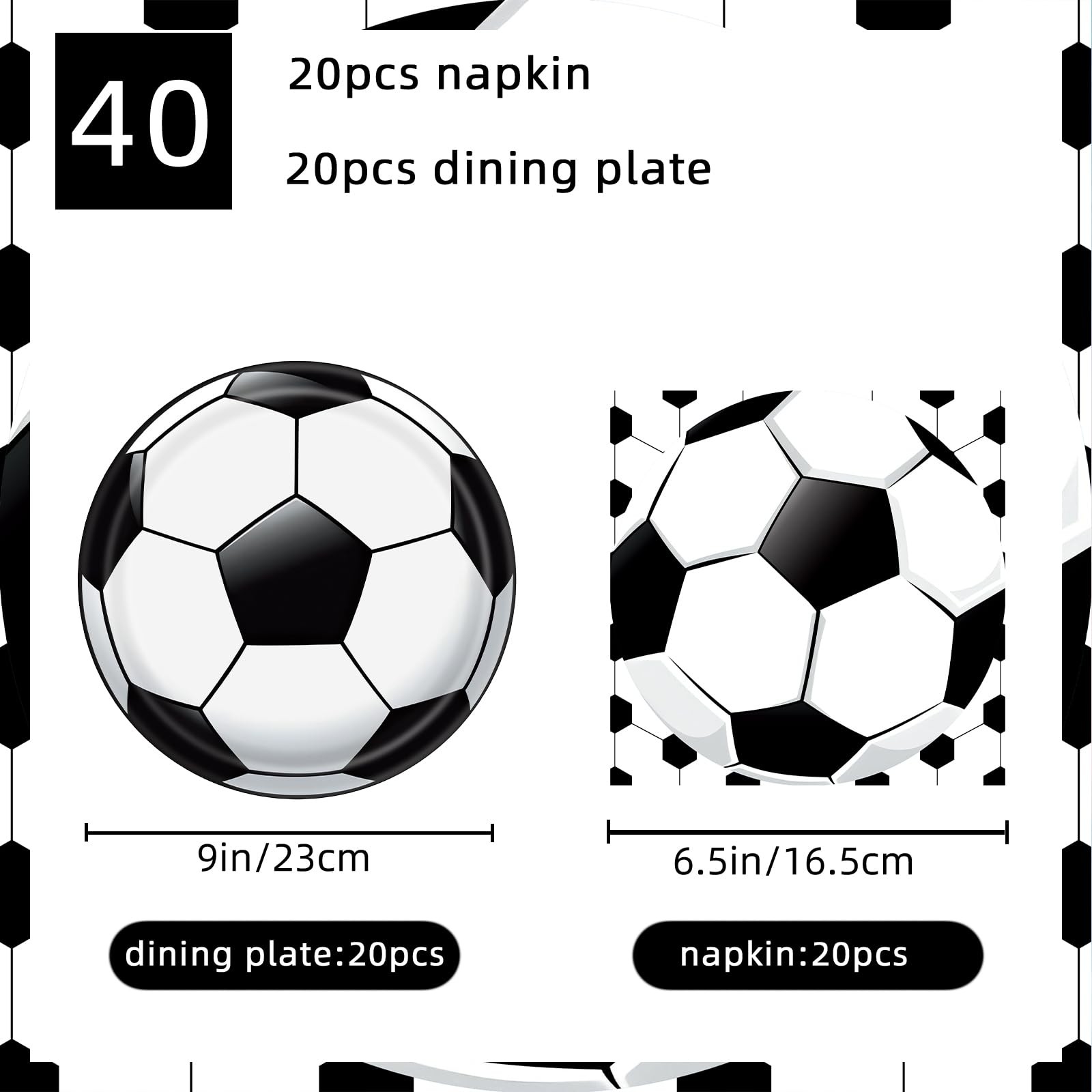 New Best 40 Pcs Soccer Plates and Napkins Party Supplies Birthday Decorations