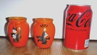 Pair Of Vintage FELIX THE CAT Orange Glass Glasses ~ Mega Rare ~ Excellent