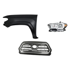 For Toyota Tacoma 16-17 3-Piece Kit (Driver Side Headlight, Grille, Front Driver