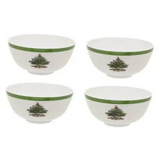  Christmas Tree 6-Inch Melamine Bowls - Set of 4 Festive Bowls for Soup, 