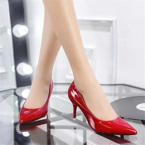Décolleté donna punta punta pelle verniciata tacchi alti scarpe da sposa a spillo - Foto 4 di 22