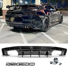 Gloss Blk Rear Bumper Diffuser Smoked Reflector Lens For 16-2024 Chevy Camaro Gloss Blk Rear Bumper Diffuser Smoked Reflector Lens For 16-2024 Chevy Camaro