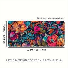 40 90cm European Floral Design Large Extended Thick Mouse Pad, Non-Slip Rubber B