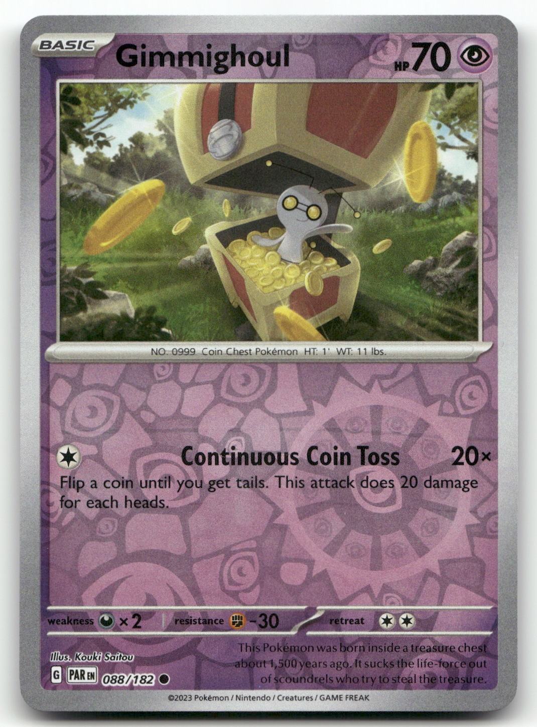 Gimmighoul - 088/182 #88/182 (Reverse Holo) (NM) SV04: Paradox Rift PAR Pokemon