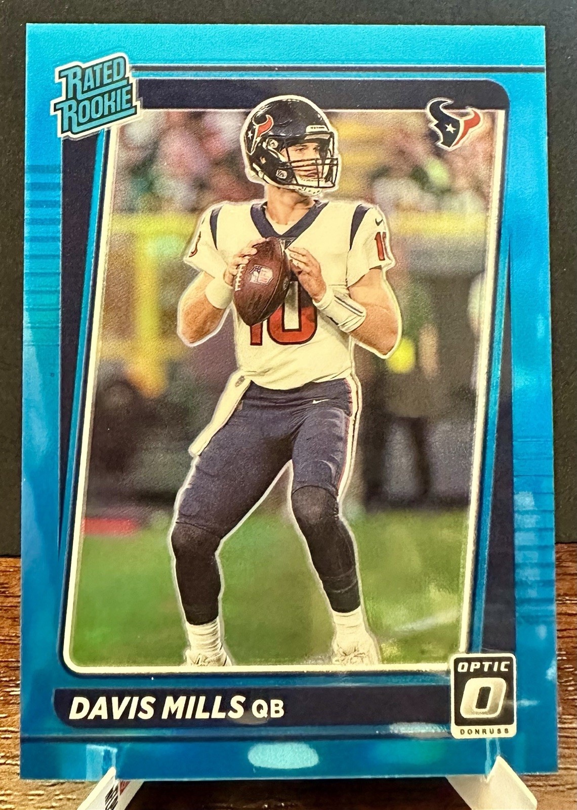 2021 Panini Donruss Optic Rated Rookie Davis Mills #222 Aqua Prizm /299 (RC)