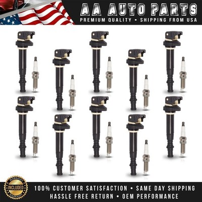 10 Ignition Coil & 10 Iridium Spark Plug for 2006-2010 BMW M5 M6 5.0L V10 UF572