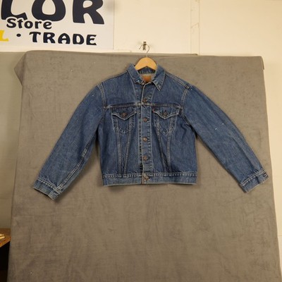 Levis Denim Jacket Mens M Distressed Holes Blue Trucker Vintage Workwear Faded