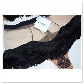 La Perla Fiebre De Amor Fringe Black/Nude SET $2000 RARE  Mesh Appliqu&eacute; Lace
