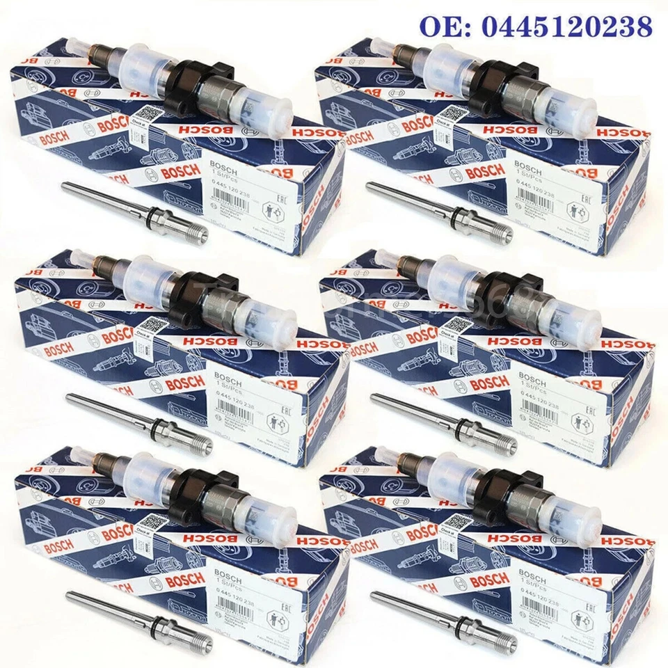 6X Bosch 0445120238 Diesel Fuel Injectors 04-09 Dodge Ram 2500 3500 5.9L Cummins Foto 2 de 4