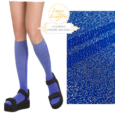 Shiny Support Knee-High Wolford Dazzling Blue Compression Knee Socks Glitter D