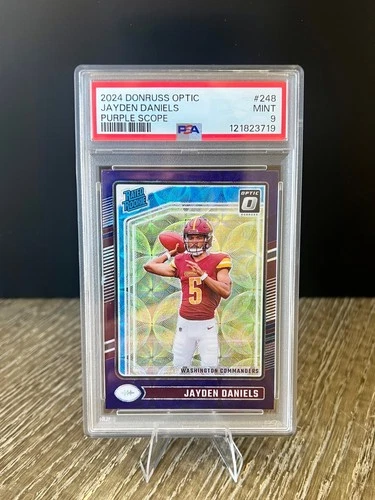 Jayden Daniels 2024 Panini Donruss Optic Purple Scope PSA 9 - #248 RC Commanders