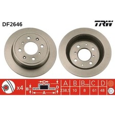 2x TRW DF2646 Bremsscheibe für HONDA ROVER MG Bremsscheiben