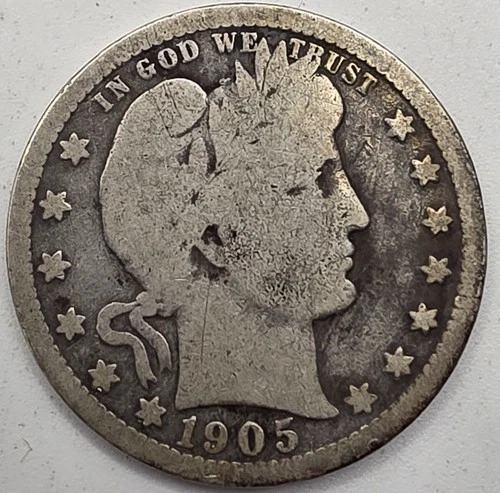 《Silver》1905-O USA BARBER QUARTER -- .1808 OZ of SILVER!!!