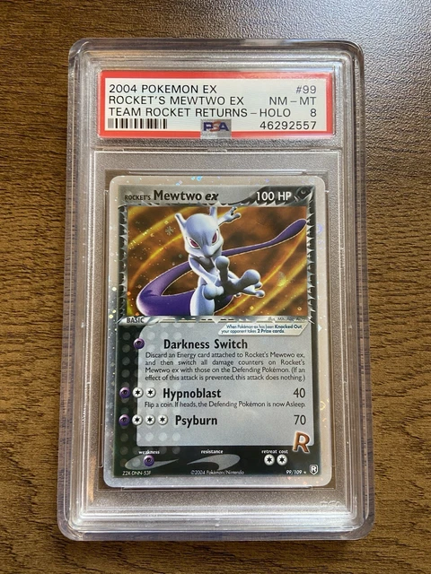 PSA 8 Pokemon TCG Rocket's Mewtwo ex 99/109 EX Team Rocket Returns Holo