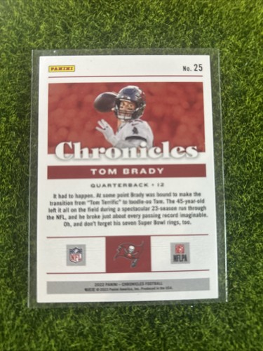 Tom Brady 2022 Panini Chronicles #25 Tampa Bay Buccaneers F49 - Imagen 2 de 2