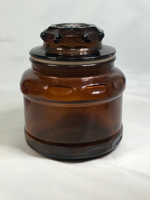 Vintage Dark Amber Brown Glass Apothecary Canister Spice Jar Starburst Lid Ebay