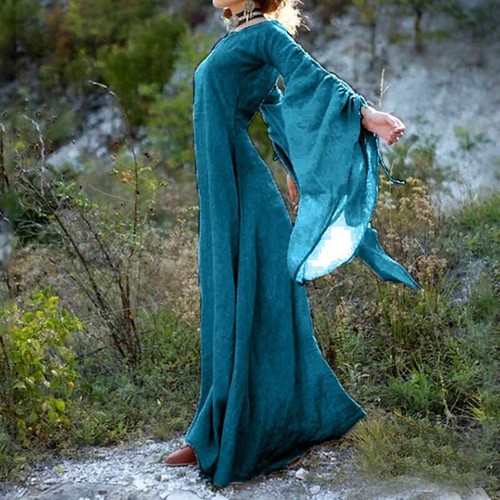 Halloween Damen Mittelalter langes Kleid Renaissance Prinzessin Kleid Cosplay Kostüm - Bild 15 von 29