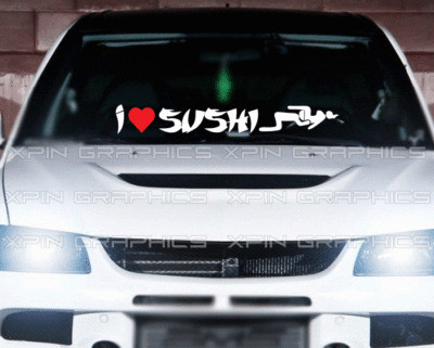 I Heart Sushi Windshield Window Decal Sticker Banner USDM JDM Euro KDM Funny