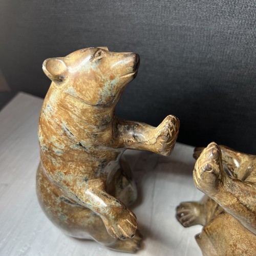 VTG Rustic Bear Bookends Metal 7" Tall Stone-Colored Carved Looking Bears - Picture 3 of 12