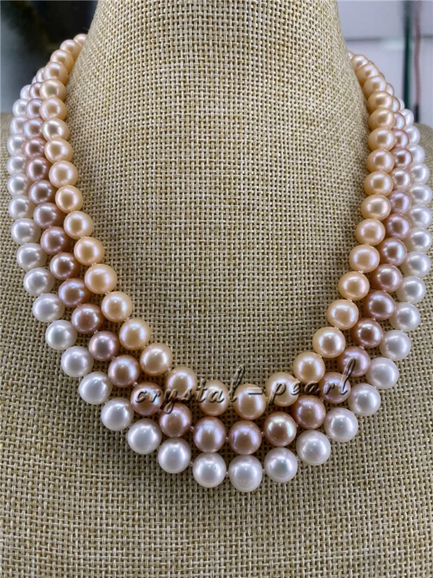 3 rows  AAA 9-8MM SOUTH SEA WHITE pink purple PEARL NECKLACE 14K GOLD  CLASP