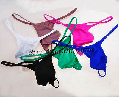 Men's Spandex Bulge Pouch Tanga Underwear Elastic Swim Micro Thong String  T-Back 