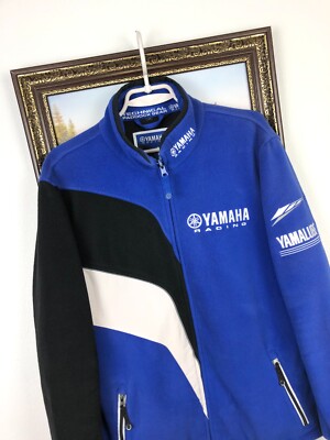 Yamaha Paddock Racing Fleece Jacket Blue Mens NASCAR Rare Ferrari