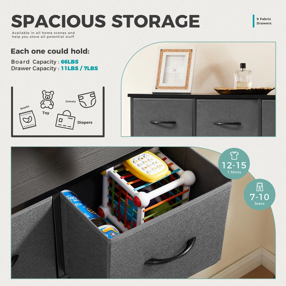 9 cajones de vestidores, organización de almacenamiento de sala de estar Foto 4 de 4