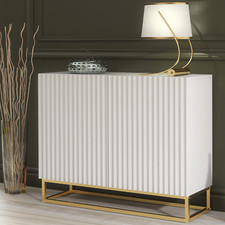 Modern Sideboard I 100cm I White I Fluted Fronts I Gold Legs I Storage Cabinet