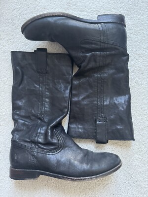 Frye Melissa Button Riding Boots Black Genuine Leather Women s Sz 7M
