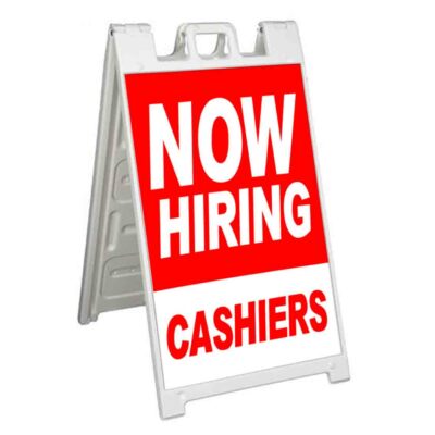 NOW HIRING CASHIERS Signicade 24x36 Aframe Sidewalk Sign Banner Decal JOBS