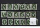 GB - Elizabeth (37) Wilding definitives - 9d x 18 copies - fine cancels