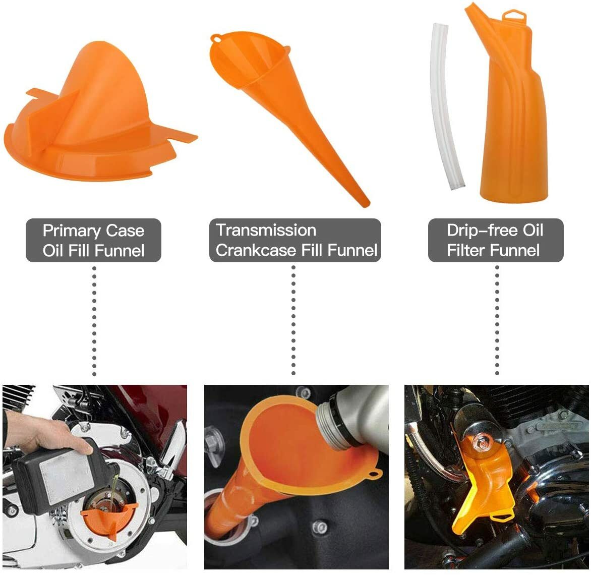 Orange Primary Oil Fill Funnel+Drip Free Oil Filter Set Fit For Harley Touring | UK