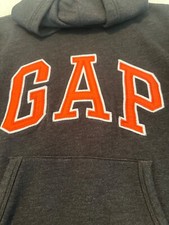 Gap Kids Boys Youth Gray Hooded Sweatshirt ORANGE Logo - XL/ 2 front pockets