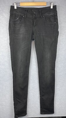 Womens Denim Jeans LTB W29/L32 Grey Faded Black Low Rise Super Slim Molly