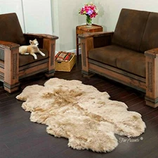 Shag Faux Fur Area Rug, Quatro, Thick, Faux Flokati Sheepskin Pelt, Fleece, USA