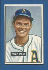 1951 BOWMAN # 119 EDDIE JOOST PHILADELPHIA ATHLETICS EXMT+ FREE SHIPPING