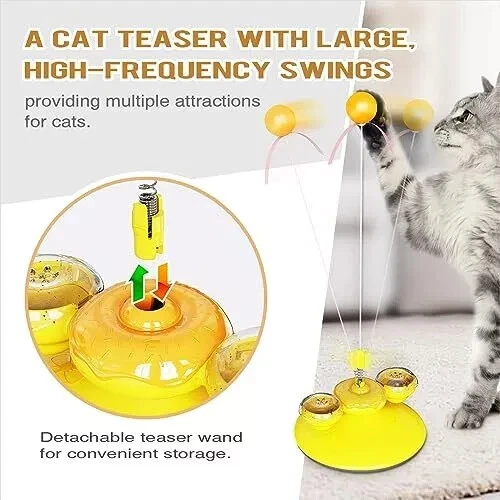 Interactive Cat Toy for Indoor Cats, Newest-Gen Cat Toys Feathers Donut Cat Toy