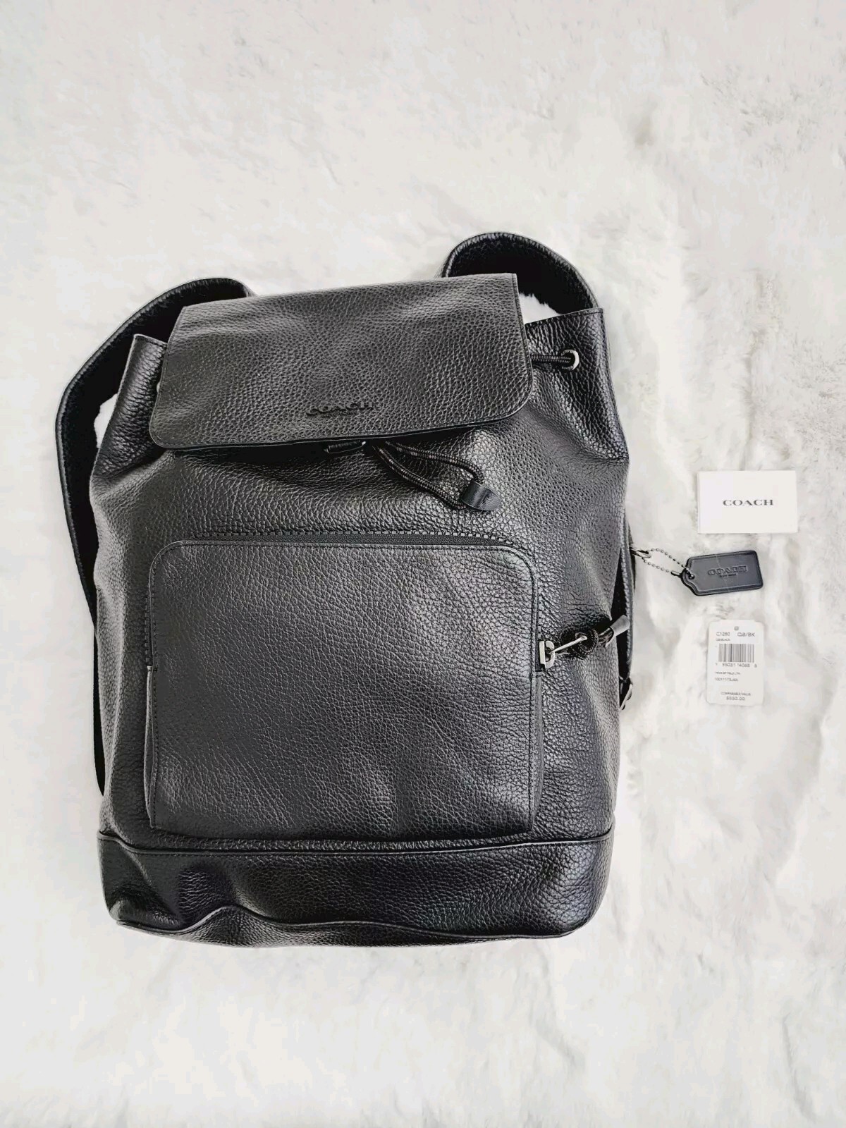 Coach Daypack Backpack Compact Black Pebble Leath… - image 2