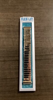 Flex Let 10k White Gold Filled Scissor Stretch Watchband 19mm Straight Ends NOS