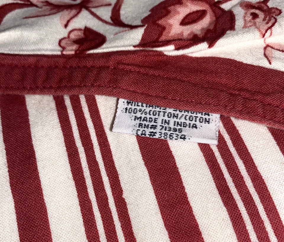 Williams Sonoma Set 4 Placemats Red White Border Stripe Discontinued Cotton - Image 2 of 4