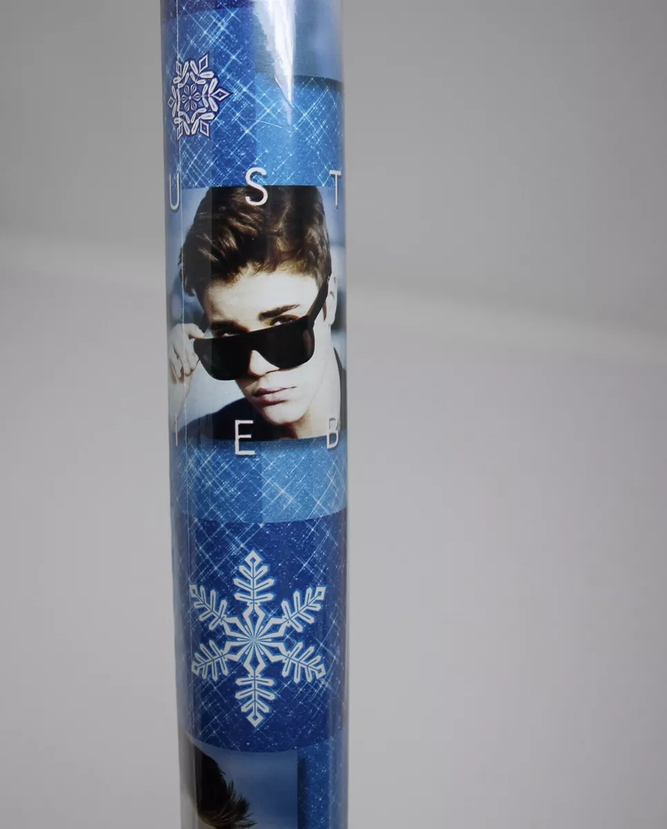 Justin Bieber Christmas Wrapping paper gift wrap blue snowflakes