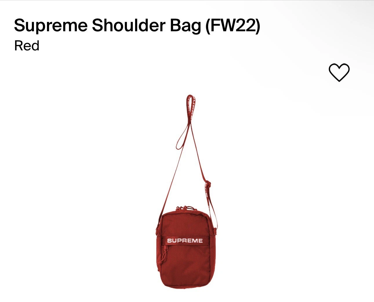 Sac bandoulière rouge Supreme FW22 neuf *LIVRAISON RAPIDE !*