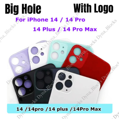 For iPhone 14/14 Plus/14 Pro Max Glass Replacement Big Cam Hole Rear Cover Lot