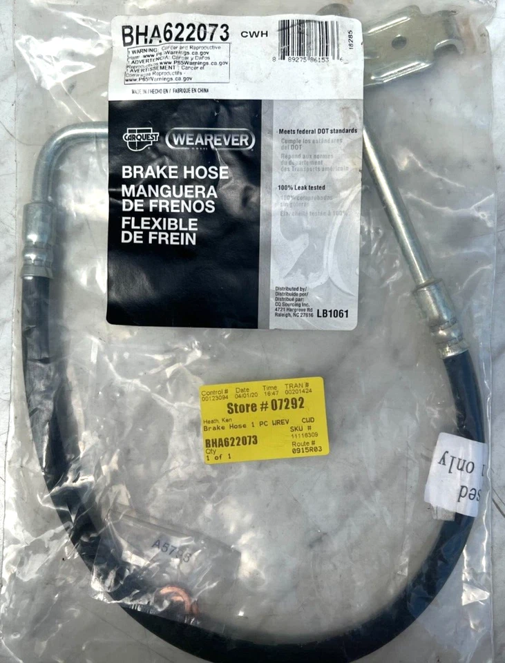 Conjunto de manguera de freno Carquest Wearever 3,8 L con junta 07-11 Jeep Wrangler JK 3,8 Foto 3 de 4